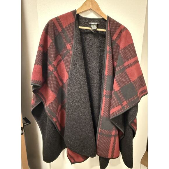 Ike Behar‎ Wrap/Shawl Plaid Red And Black With Fleece One Size - Picture 1 of 5
